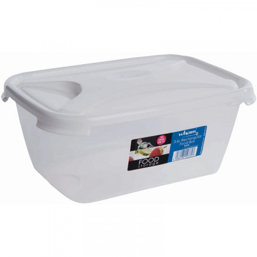 3.6 Litre Clear Rectangular Food Box & Lid